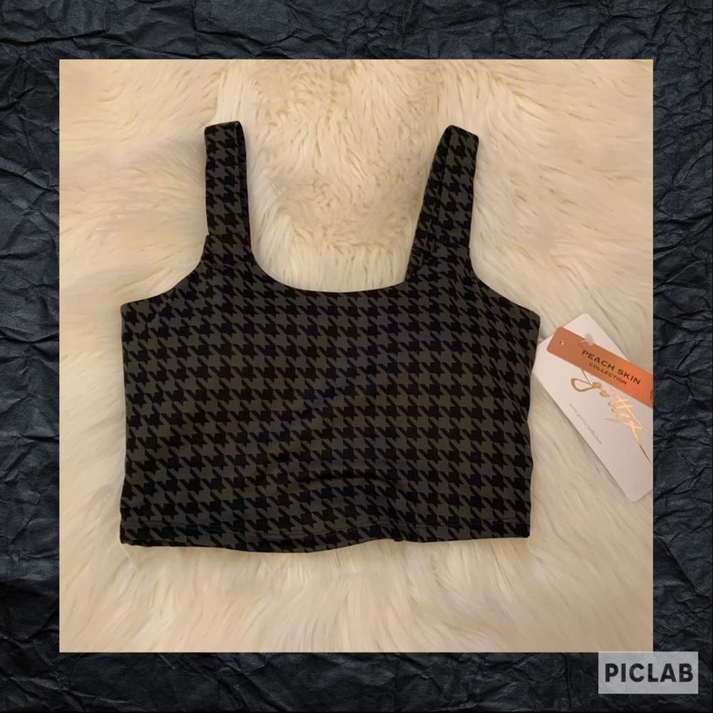 Gottex Studio Strap Tank Sports Bra - NWT - XL - Houndstooth